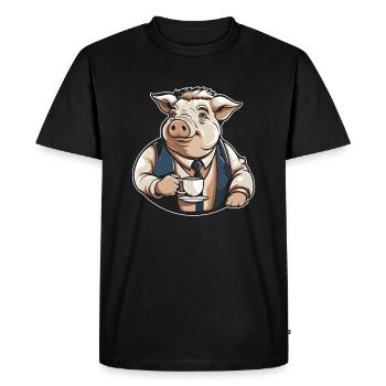 Pig Pig Farmer Coffee - Men's Premium Organic T-Shirt - black - Front - Nico (187cm)