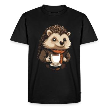 Hedgehog Coffee - Men's Premium Organic T-Shirt - black - Front - Nico (187cm)