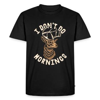 Cerf Drôle Je Ne Fais Pas De Matins - T-shirt Premium bio Homme - noir - Devant - Nico (187cm)