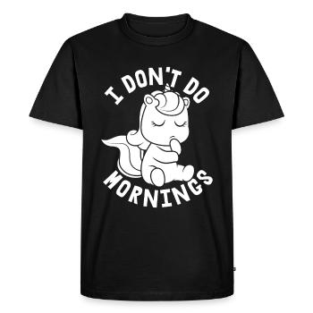 Licorne Licorne Drôle Je Ne Fais Pas De Matins - T-shirt Premium bio Homme - noir - Devant - Nico (187cm)