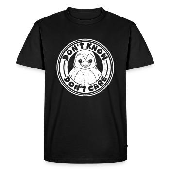 Penguin Funny Dont Know Dont Care - Men's Premium Organic T-Shirt - black - Front - Nico (187cm)