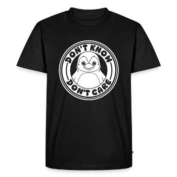 Penguin Funny Dont Know Dont Care - Men's Premium Organic T-Shirt - black - Front - Nico (187cm)