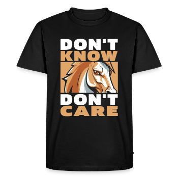 Horse Equestrian Funny Dont Know Don't Care - Men's Premium Organic T-Shirt - black - Front - Nico (187cm)