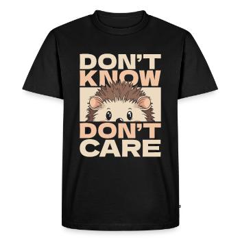Hedgehog Funny Dont Know Don't Care - Men's Premium Organic T-Shirt - black - Front - Nico (187cm)