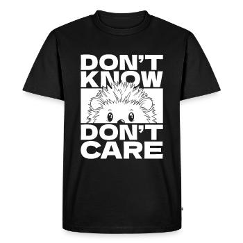 Hedgehog Funny Dont Know Don't Care - Men's Premium Organic T-Shirt - black - Front - Nico (187cm)