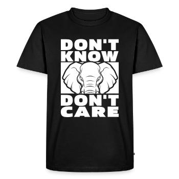 Elephant Funny Dont Know Don't Care - Men's Premium Organic T-Shirt - black - Front - Nico (187cm)
