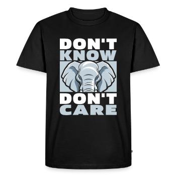 Elephant Funny Dont Know Don't Care - Men's Premium Organic T-Shirt - black - Front - Nico (187cm)