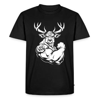 Cerf biceps tatouage j’aime papa - T-shirt Premium bio Homme - noir - Devant - Nico (187cm)