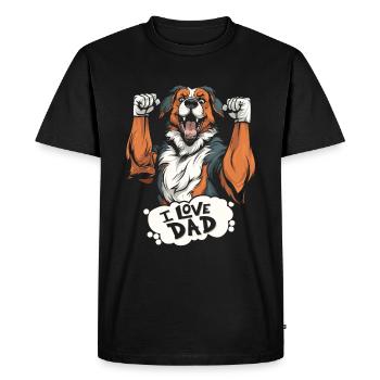 Berger australien J’aime papa - T-shirt Premium bio Homme - noir - Devant - Nico (187cm)