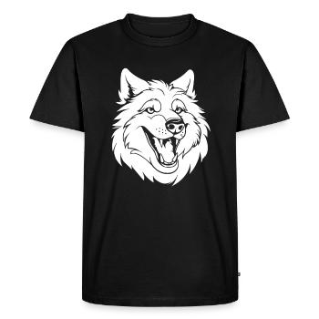 Wolf Smiling - Men's Premium Organic T-Shirt - black - Front - Nico (187cm)