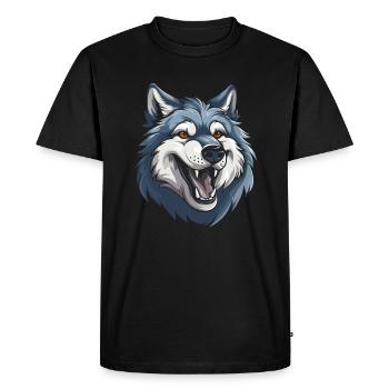 Wolf Smiling - Men's Premium Organic T-Shirt - black - Front - Nico (187cm)