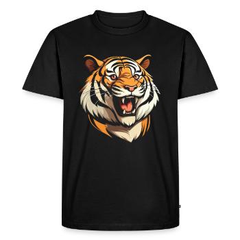 Tigre souriant - T-shirt Premium bio Homme - noir - Devant - Nico (187cm)