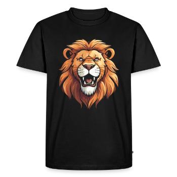 Lion souriant - T-shirt Premium bio Homme - noir - Devant - Nico (187cm)