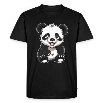 Big Panda Panda Ours Souriant - T-shirt Premium bio Homme - noir - Devant - Nico (187cm)