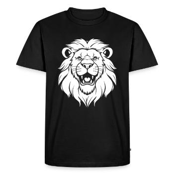 Lion souriant - T-shirt Premium bio Homme - noir - Devant - Nico (187cm)