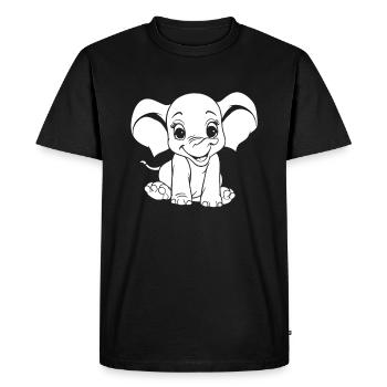 Éléphant souriant - T-shirt Premium bio Homme - noir - Devant - Nico (187cm)