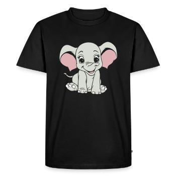 Éléphant souriant - T-shirt Premium bio Homme - noir - Devant - Nico (187cm)