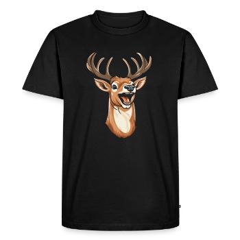Cerf souriant - T-shirt Premium bio Homme - noir - Devant - Nico (187cm)