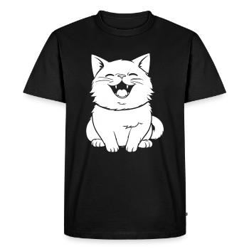 Chat souriant - T-shirt Premium bio Homme - noir - Devant - Nico (187cm)