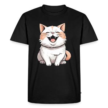 Chat souriant - T-shirt Premium bio Homme - noir - Devant - Nico (187cm)