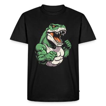 Fitness T Rex - T-shirt Premium bio Homme - noir - Devant - Nico (187cm)