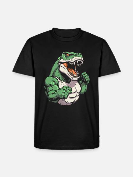 Fitness T Rex - Männer Premium Bio T-Shirt - Schwarz