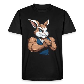 Fitness Lapin - T-shirt Premium bio Homme - noir - Devant - Nico (187cm)