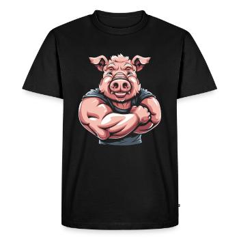 Cochon de fitness - T-shirt Premium bio Homme - noir - Devant - Nico (187cm)