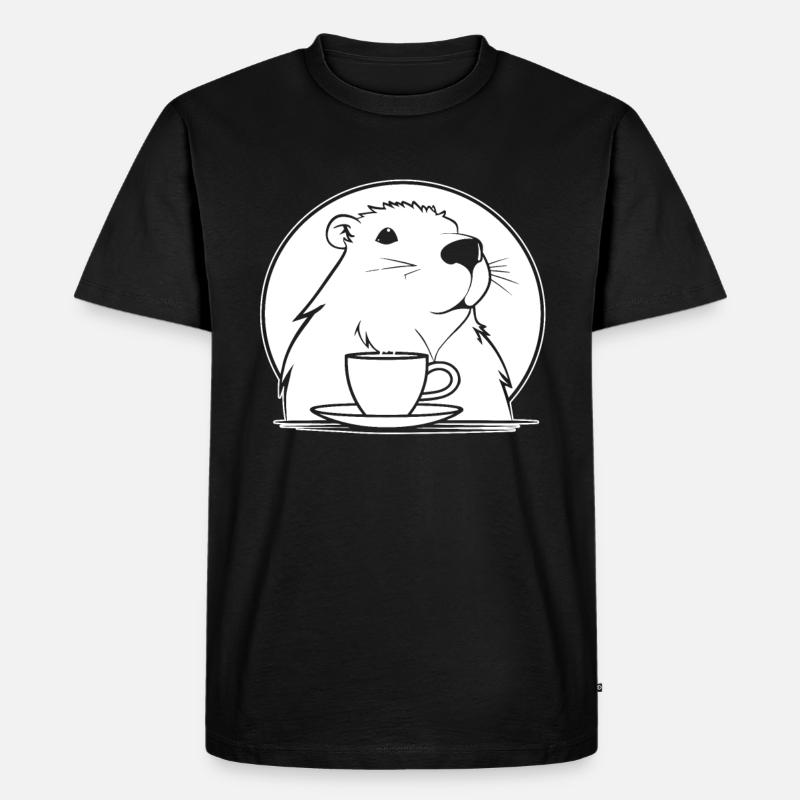 Capybara Wasserschwein Kaffee - Männer Premium Bio T-Shirt - Schwarz