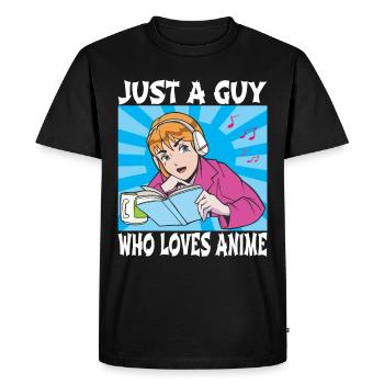 Just a Guy Who Loves Anime Funny Anime Lovers Boys - Men's Premium Organic T-Shirt - black - Front - Nico (187cm)