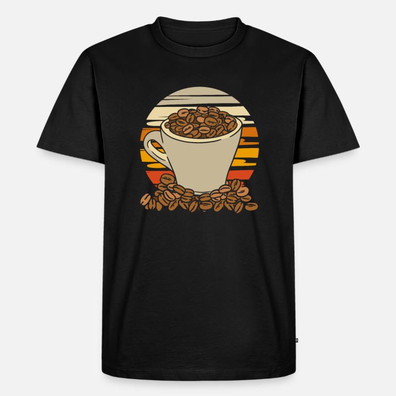 Kaffee Cafe - Männer Premium Bio T-Shirt - Schwarz
