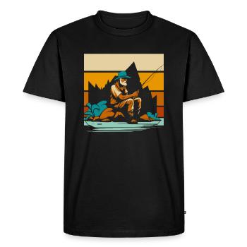 Pêche à la ligne - T-shirt Premium bio Homme - noir - Devant - Nico (187cm)