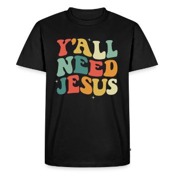 Vous avez besoin de Jésus Retro Christ, vous avez besoin de Jésus - T-shirt Premium bio Homme - noir - Devant - Nico (187cm)