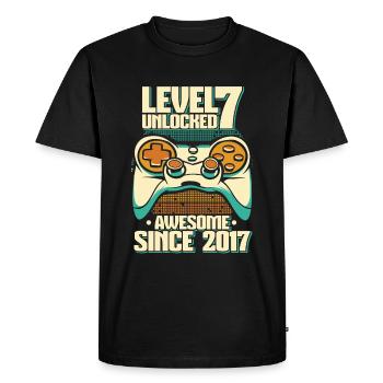 Gaming 7th Birthday 7 Years Gamer - Men's Premium Organic T-Shirt - black - Front - Nico (187cm)