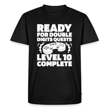 Gaming 10e anniversaire 10 ans Gamer - T-shirt Premium bio Homme - noir - Devant - Nico (187cm)