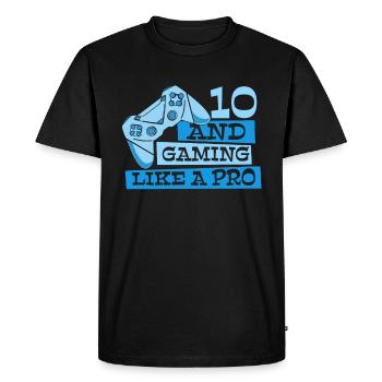 Gaming 10e anniversaire 10 ans Gamer - T-shirt Premium bio Homme - noir - Devant - Nico (187cm)