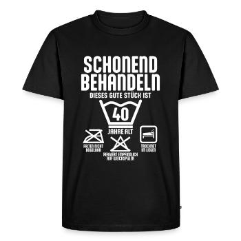 SCHONEND BEHANDELN 40 JAHRE ALT 40. GEBURTSTAG - Männer Premium Bio T-Shirt - Schwarz - Vorne - Nico (187cm)