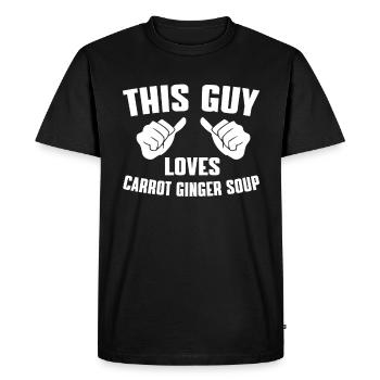 Ce gars adore la soupe aux carottes et au gingembre - T-shirt Premium bio Homme - noir - Devant - Nico (187cm)