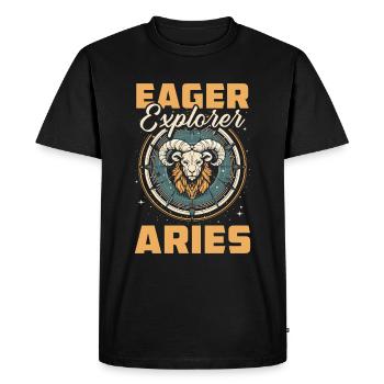 Aries Adventure - Men's Premium Organic T-Shirt - black - Front - Nico (187cm)