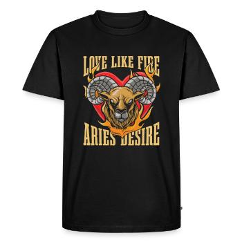 Bélier Feu Amour - T-shirt Premium bio Homme - noir - Devant - Nico (187cm)