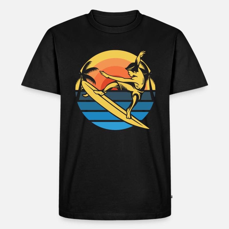 Surfer Surfen - Männer Premium Bio T-Shirt - Schwarz