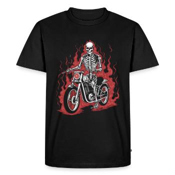 Motorcycle Biker Motorbike Skeleton - Men's Premium Organic T-Shirt - black - Front - Nico (187cm)