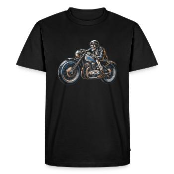 Motorcycle Biker Motorbike Skeleton - Men's Premium Organic T-Shirt - black - Front - Nico (187cm)