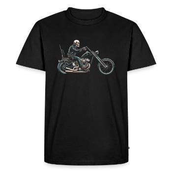Motorcycle Biker Motorbike Skeleton - Men's Premium Organic T-Shirt - black - Front - Nico (187cm)