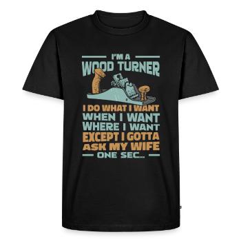 Tourneurs sur bois Tourneurs sur bois - T-shirt Premium bio Homme - noir - Devant - Nico (187cm)