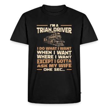 Conducteur de train Conducteur de train - T-shirt Premium bio Homme - noir - Devant - Nico (187cm)
