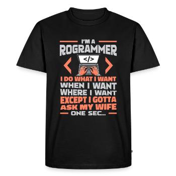 Developer, Coder, Programmer - Men's Premium Organic T-Shirt - black - Front - Nico (187cm)
