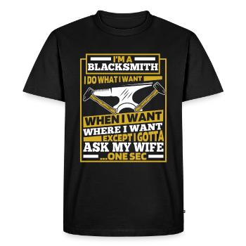 Forgeron métallurgiste - T-shirt Premium bio Homme - noir - Devant - Nico (187cm)
