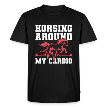 Électrocardiogramme équestre pour chevaux - T-shirt Premium bio Homme - noir - Devant - Nico (187cm)