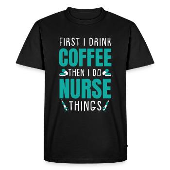 Nurse Caffeine - Men's Premium Organic T-Shirt - black - Front - Nico (187cm)